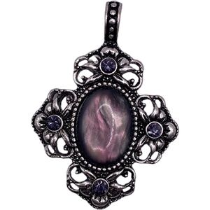 Victorian Style Pendant with Lovely Smokey Gray & Pink Stone